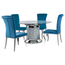 Load image into Gallery viewer, Ellie 5-piece Cylinder Pedestal Dining Room Set Mirror and Teal
