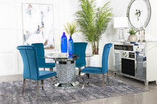 Load image into Gallery viewer, Ellie 5-piece Cylinder Pedestal Dining Room Set Mirror and Teal
