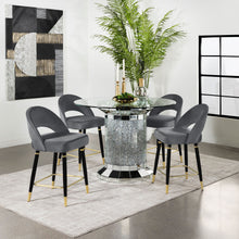 Load image into Gallery viewer, Ellie 5-piece Pedestal Counter Height Dining Room Set Mirror and Grey
