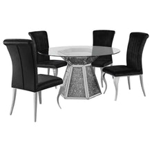 Load image into Gallery viewer, Quinn 5-piece Hexagon Pedestal Dining Room Set Mirror and Black
