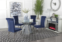 Load image into Gallery viewer, Quinn 5-piece Hexagon Pedestal Dining Room Set Mirror and Ink Blue
