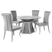 Load image into Gallery viewer, Quinn 5-piece Hexagon Pedestal Dining Room Set Mirror and Grey

