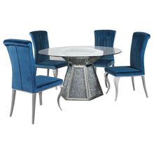 Load image into Gallery viewer, Quinn 5-piece Hexagon Pedestal Dining Room Set Mirror and Teal
