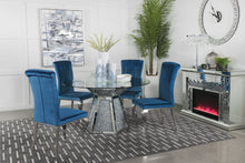 Load image into Gallery viewer, Quinn 5-piece Hexagon Pedestal Dining Room Set Mirror and Teal
