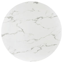 Load image into Gallery viewer, Alcott Round Faux Carrara Marble Top Dining Table Chrome
