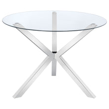 Load image into Gallery viewer, Vance Glass Top Dining Table with X-cross Base Chrome
