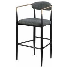 Load image into Gallery viewer, Tina Metal Pub Height Bar Stool with Upholstered Back and Seat Dark Grey (Set of 2)
