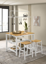Load image into Gallery viewer, Hollis Kitchen Island Counter Height Table with Pot Rack Brown and White
