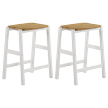 Load image into Gallery viewer, Hollis Wood Counter Height Backless Bar Stool Brown and White (Set of 2)
