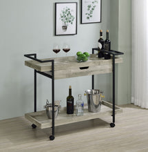 Load image into Gallery viewer, Ventura 2-tier Bar Cart with Storage Drawer Grey Driftwood
