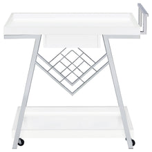 Load image into Gallery viewer, Kinney 2-tier Bar Cart with Storage Drawer White High Gloss and Chrome
