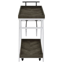 Load image into Gallery viewer, Kinney 2-tier Bar Cart with Storage Drawer Rustic Grey and Chrome
