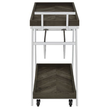 Load image into Gallery viewer, Kinney 2-tier Bar Cart with Storage Drawer Rustic Grey and Chrome

