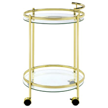 Load image into Gallery viewer, Chrissy 2-tier Round Glass Bar Cart Brass

