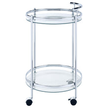 Load image into Gallery viewer, Chrissy 2-tier Round Glass Bar Cart Chrome
