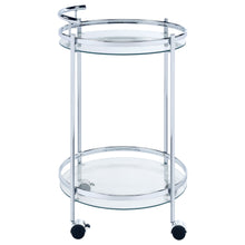 Load image into Gallery viewer, Chrissy 2-tier Round Glass Bar Cart Chrome
