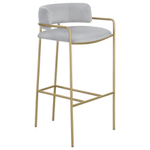 Load image into Gallery viewer, Comstock Upholstered Low Back Stool Grey and Gold
