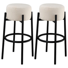 Load image into Gallery viewer, Leonard Upholstered Backless Round Stools White and Black (Set of 2)
