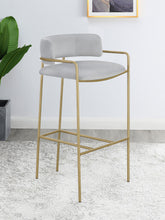Load image into Gallery viewer, Comstock Upholstered Low Back Stool Grey and Gold
