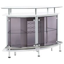 Load image into Gallery viewer, Gideon Crescent Shaped Glass Top Bar Unit with Drawer
