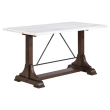 Load image into Gallery viewer, Aldrich Counter Height Trestle Base Dining Table with Genuine White Marble Top and Dark Brown
