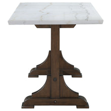 Load image into Gallery viewer, Aldrich Counter Height Trestle Base Dining Table with Genuine White Marble Top and Dark Brown
