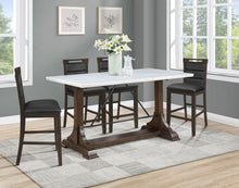 Load image into Gallery viewer, Aldrich 5-piece Counter Height Dining Set Genuine White Marble Top and Dark Brown
