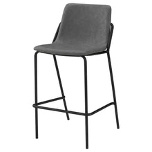 Load image into Gallery viewer, Earnest Solid Back Upholstered Bar Stools Grey and Black (Set of 2)
