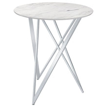 Load image into Gallery viewer, Bexter Faux Marble Round Top Bar Table White and Chrome
