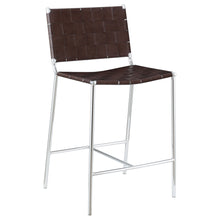 Load image into Gallery viewer, Adelaide Upholstered Counter Height Stool with Open Back Brown and Chrome
