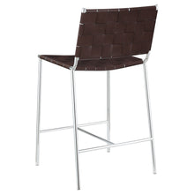 Load image into Gallery viewer, Adelaide Upholstered Counter Height Stool with Open Back Brown and Chrome
