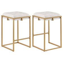 Load image into Gallery viewer, Nadia Square Padded Seat Counter Height Stool (Set of 2) Beige and Gold
