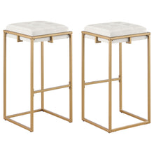 Load image into Gallery viewer, Nadia Square Padded Seat Bar Stool (Set of 2) Beige and Gold
