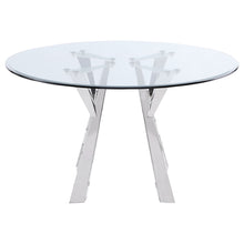 Load image into Gallery viewer, Alaia Round Glass Top Dining Table Clear and Chrome
