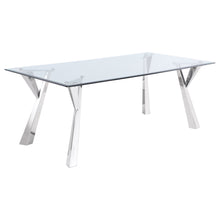 Load image into Gallery viewer, Alaia Rectangular Glass Top Dining Table Clear and Chrome
