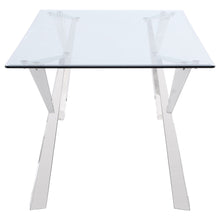Load image into Gallery viewer, Alaia Rectangular Glass Top Dining Table Clear and Chrome

