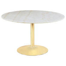Load image into Gallery viewer, Kella Round Marble Top Dining Table White and Gold
