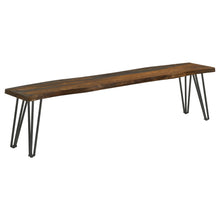 Load image into Gallery viewer, Neve Live-edge Dining Bench with Hairpin Legs Sheesham Grey and Gunmetal

