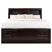 Load image into Gallery viewer, Phoenix Wood Eastern King Storage Bookcase Bed Cappuccino
