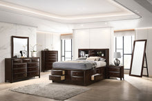 Load image into Gallery viewer, Phoenix Wood Eastern King Storage Bookcase Bed Cappuccino
