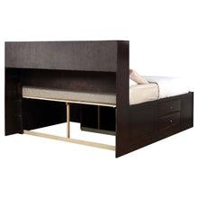 Load image into Gallery viewer, Phoenix Wood Queen Storage Bookcase Bed Cappuccino

