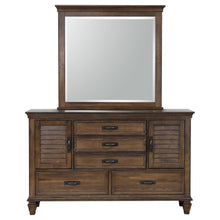 Load image into Gallery viewer, Franco 5-drawer Dresser with Mirror with 2 Louvered Doors Burnished Oak

