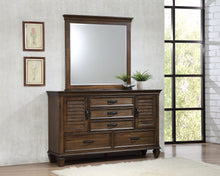 Load image into Gallery viewer, Franco 5-drawer Dresser with Mirror with 2 Louvered Doors Burnished Oak
