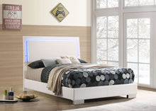 Load image into Gallery viewer, Felicity Wood Full LED Panel Bed White High Gloss

