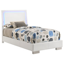 Load image into Gallery viewer, Felicity Wood Twin LED Panel Bed White High Gloss
