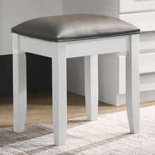 Load image into Gallery viewer, Felicity Upholstered Vanity Stool Metallic and Glossy White
