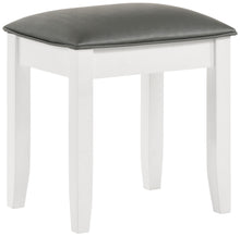 Load image into Gallery viewer, Felicity Upholstered Vanity Stool Metallic and Glossy White

