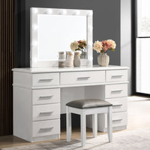 Load image into Gallery viewer, Felicity 9-drawer Vanity Desk with Lighted Mirror Glossy White
