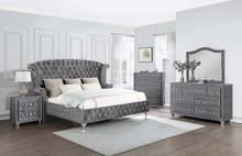 Load image into Gallery viewer, Deanna Upholstered Queen Wingback Bed Grey

