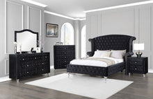 Load image into Gallery viewer, Deanna Upholstered Queen Wingback Bed Black
